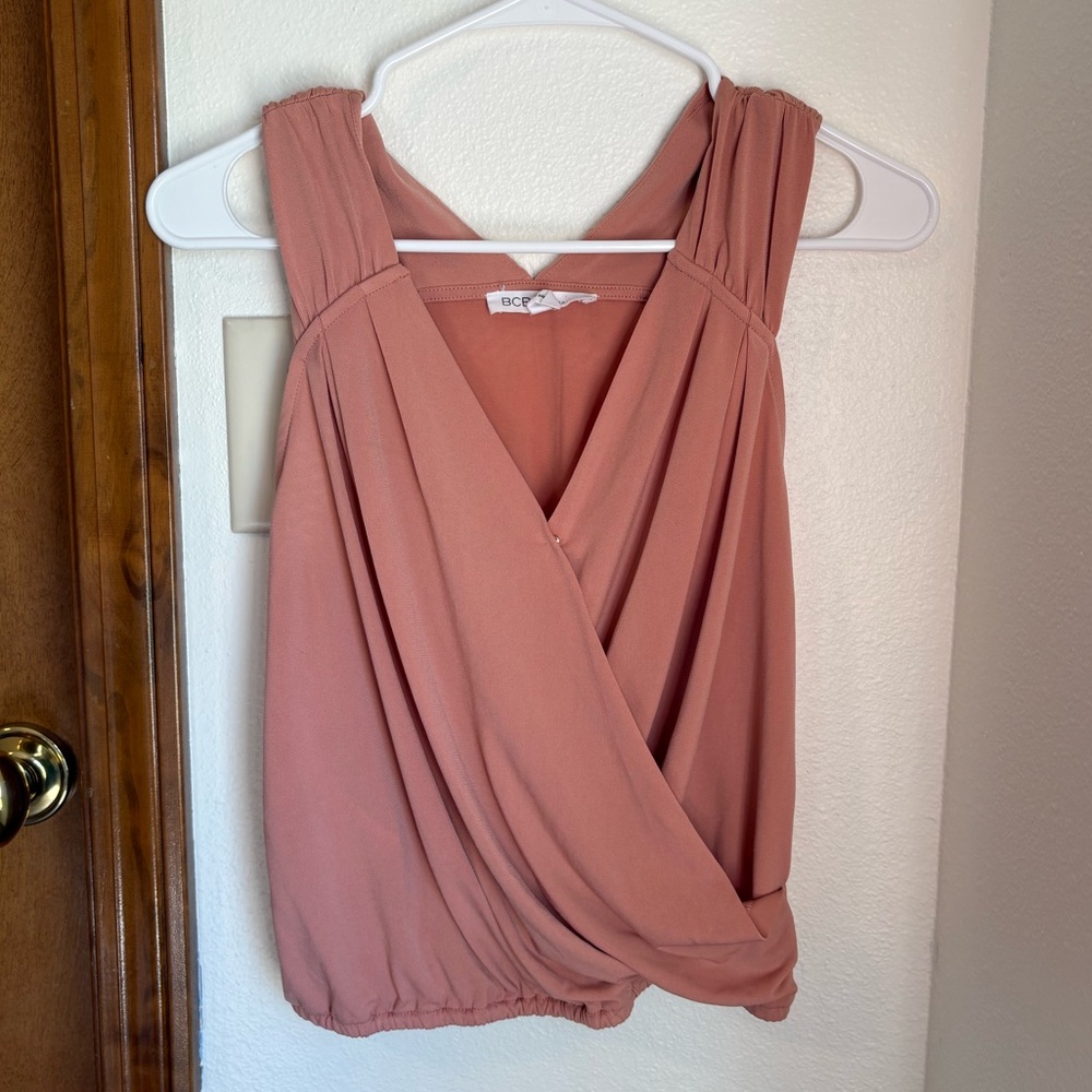BCBGeneration Women's Coral Pink Bubble Tank Top